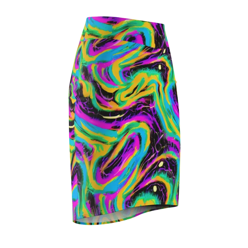 Nightwave Neon on Pencil Skirt — Front Side