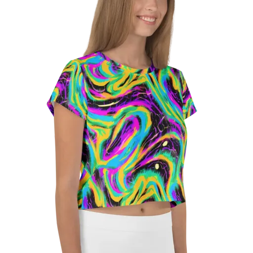 Nightwave Neon on a Crop Tee