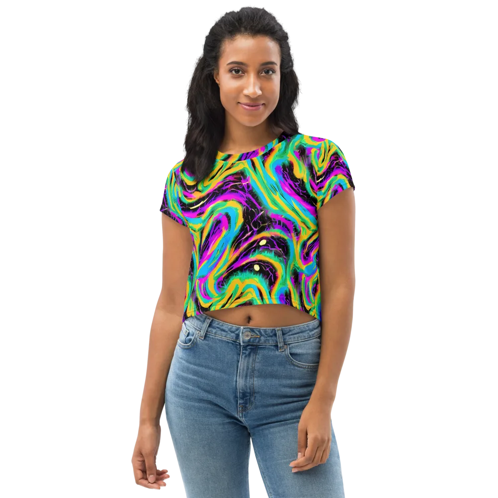 Nightwave Neon on Crop Tee — Front