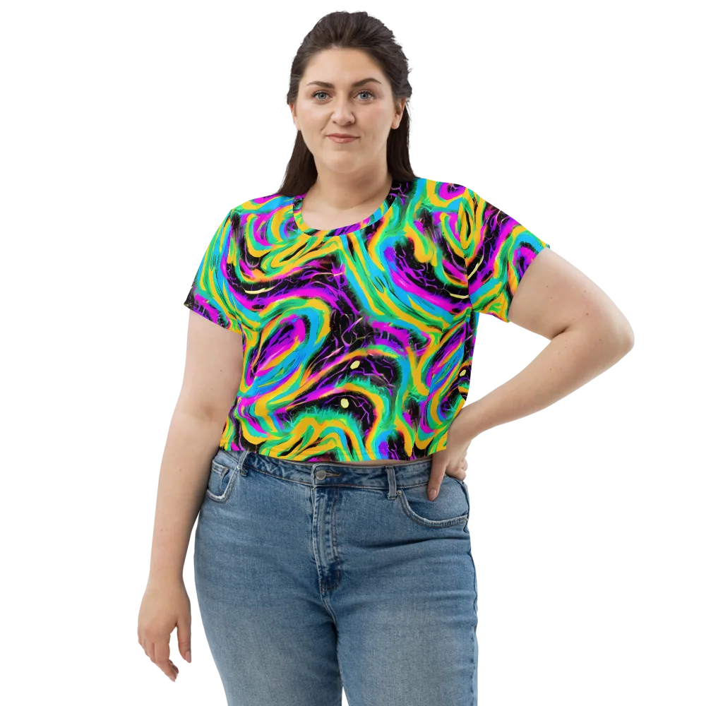 Nightwave Neon on Crop Tee — Front