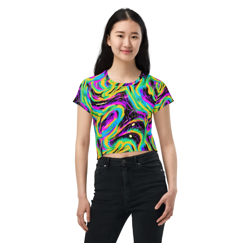 Nightwave Neon on Crop Tee — Front