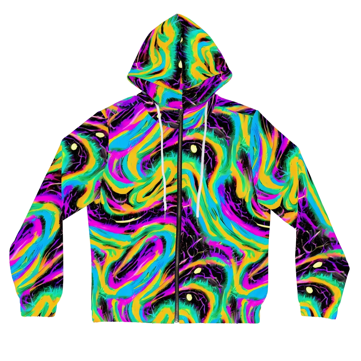 Nightwave Neon on Women's Full-Zip Hoodie — Front