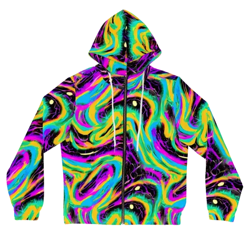 Nightwave Neon on a Women's Full-Zip Hoodie