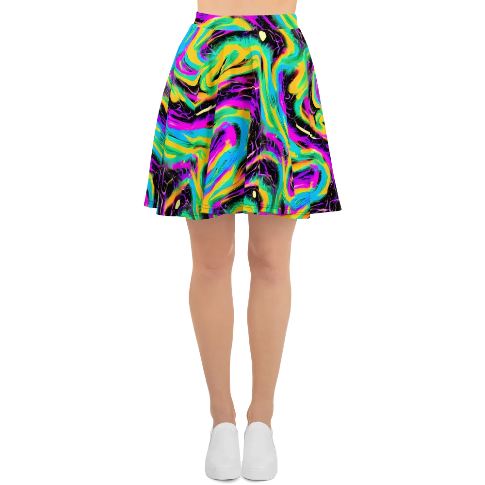 Nightwave Neon on Skater Skirt — Front