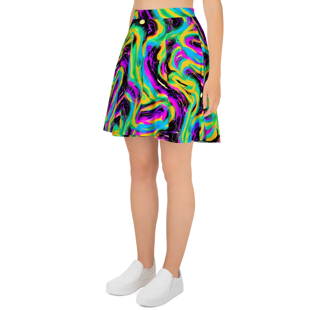 Nightwave Neon on Skater Skirt — Left