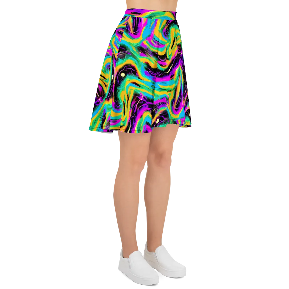Nightwave Neon on Skater Skirt — Right
