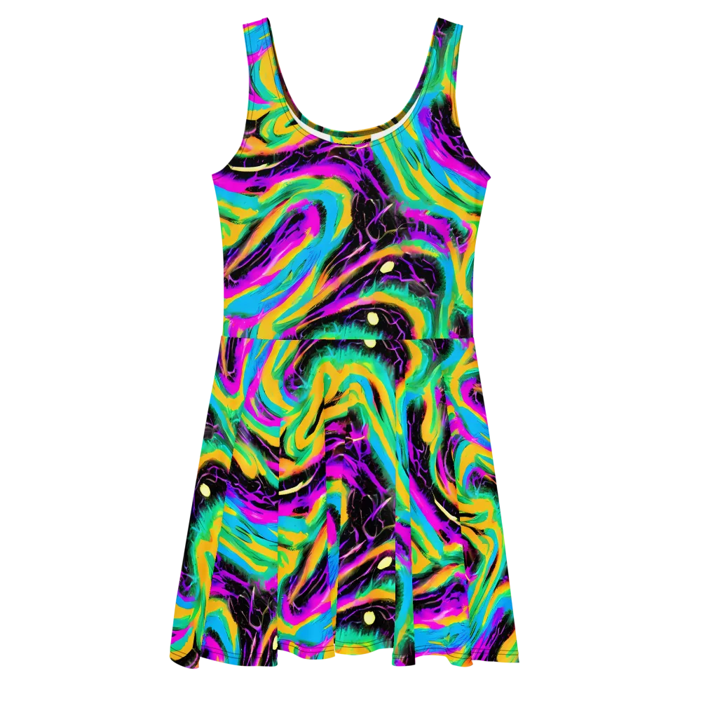 Nightwave Neon on Skater Dress — Front