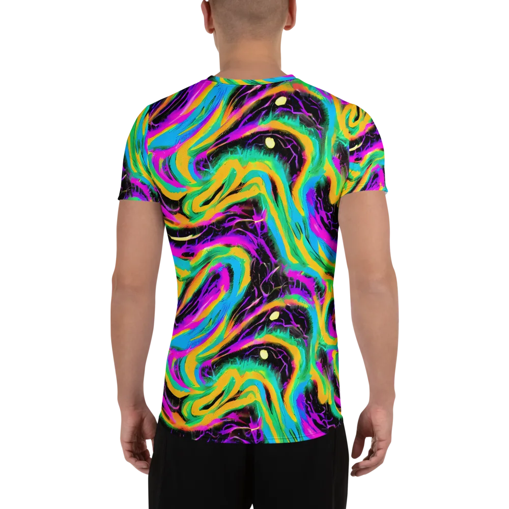 Nightwave Neon on Men's Athletic T-Shirt — Back