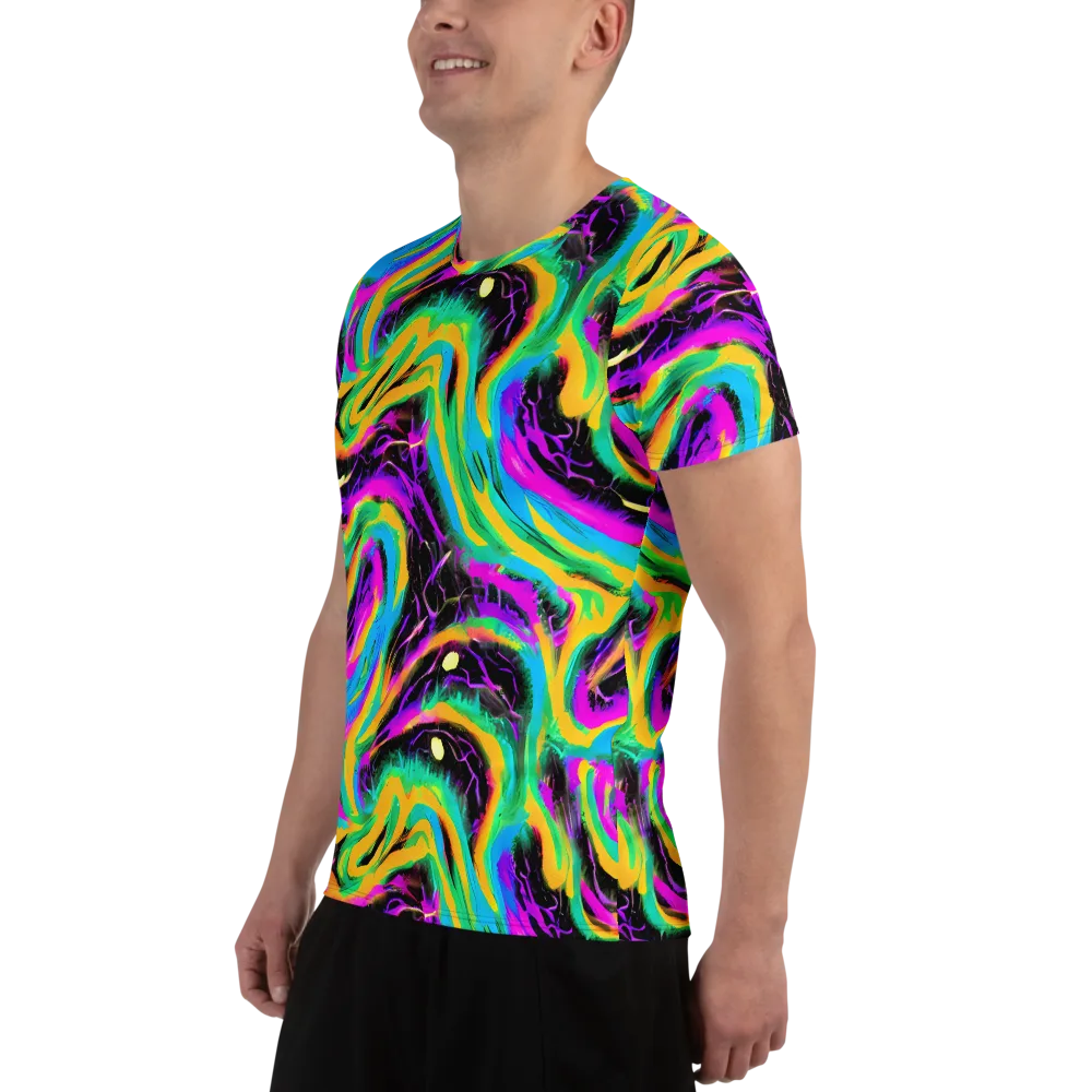 Nightwave Neon on Men's Athletic T-Shirt — Left