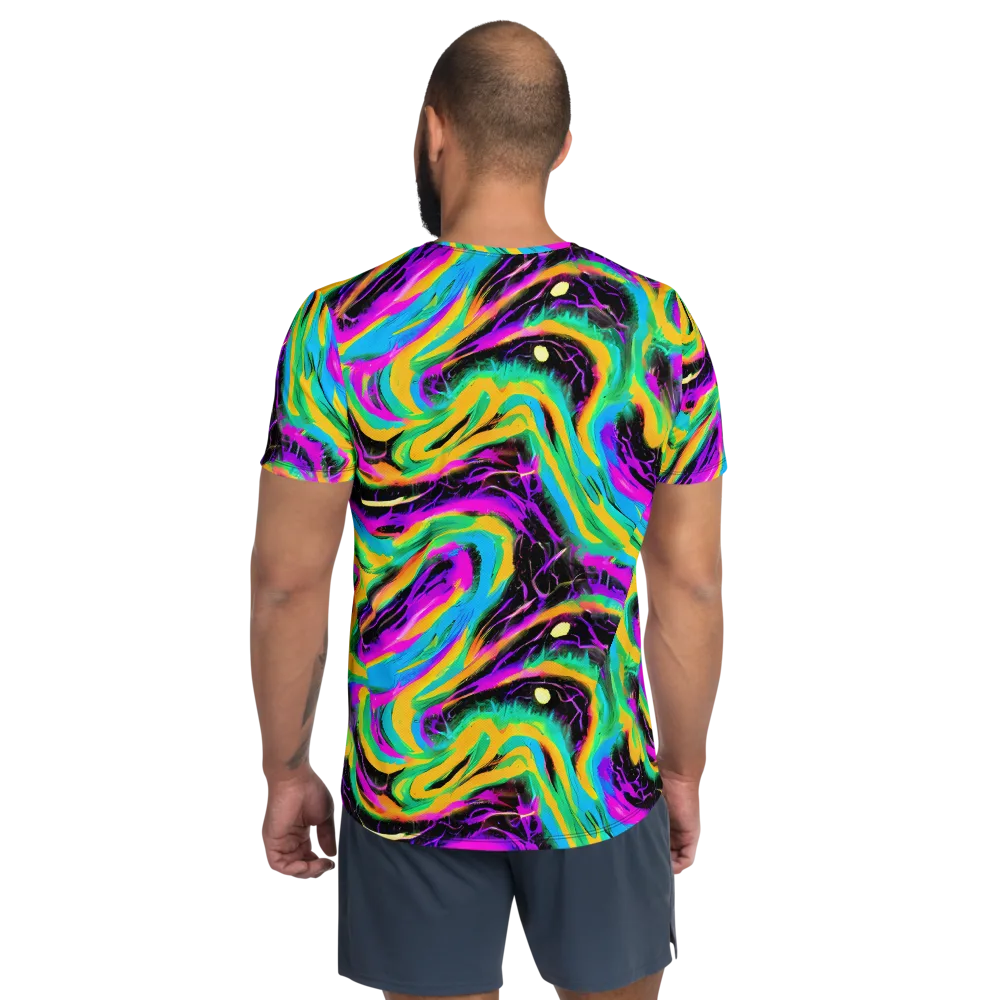 Nightwave Neon on Men's Athletic T-Shirt — Back