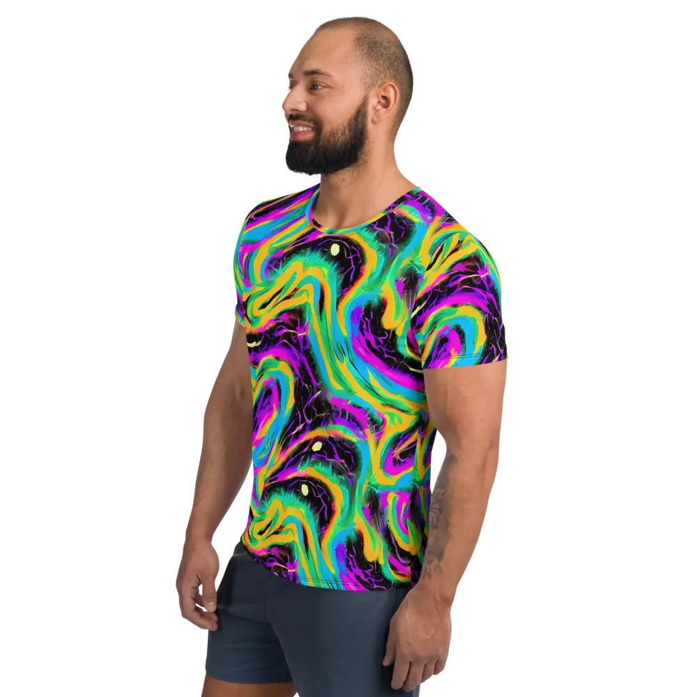 Nightwave Neon on Men's Athletic T-Shirt — Left