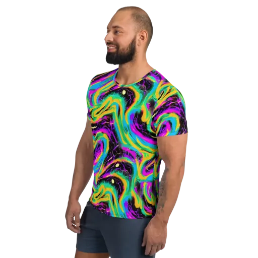 Nightwave Neon on a Men's Athletic T-Shirt