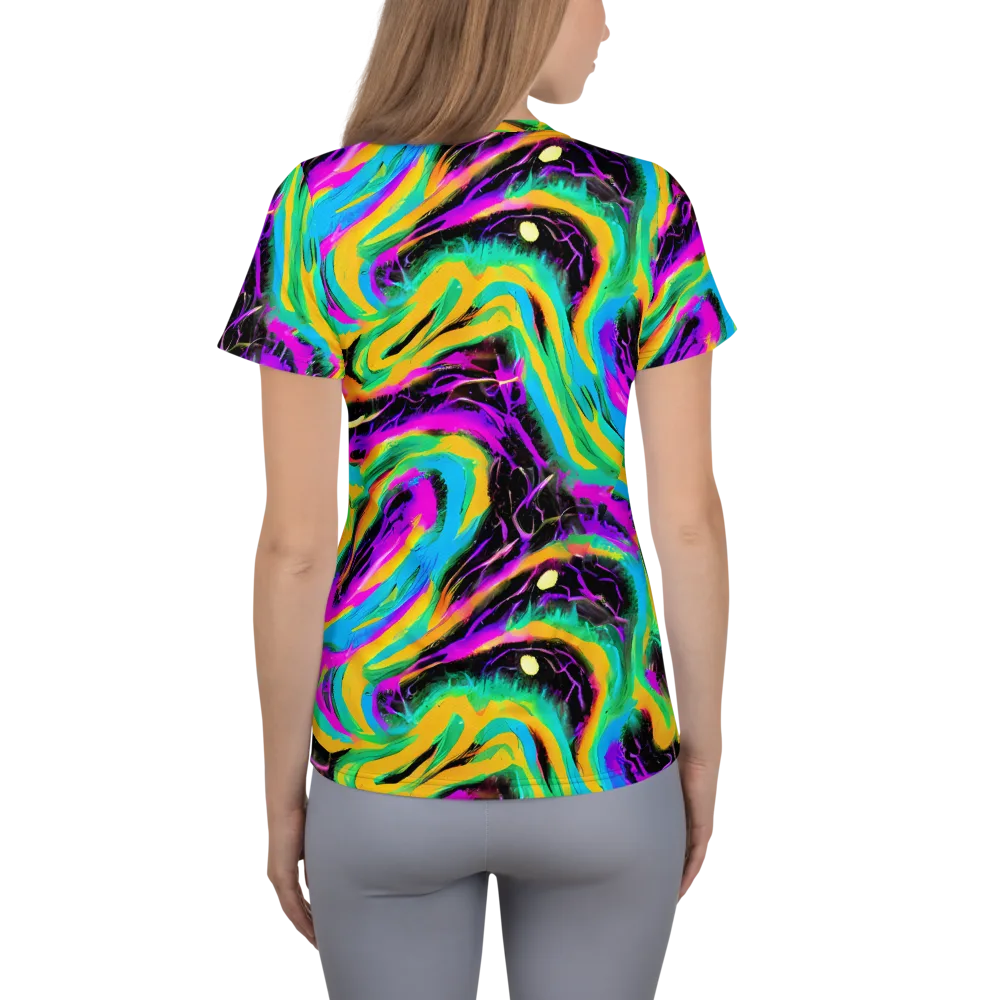 Nightwave Neon on Women's Athletic T-Shirt — Back