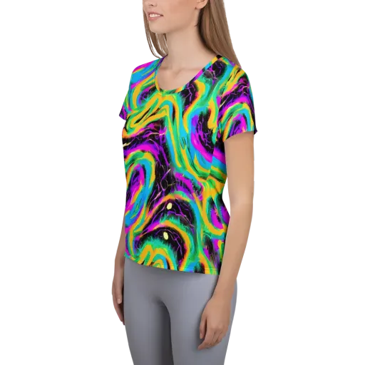 Nightwave Neon on a Women's Athletic T-Shirt