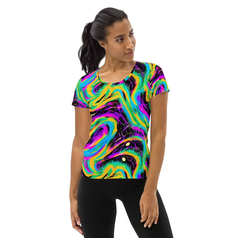 Nightwave Neon on Women's Athletic T-Shirt — Front
