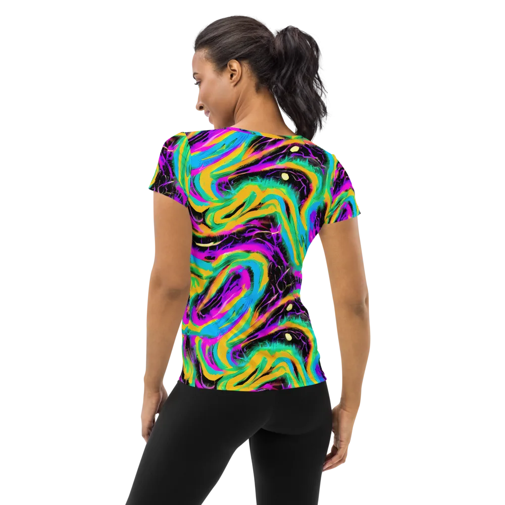 Nightwave Neon on Women's Athletic T-Shirt — Back