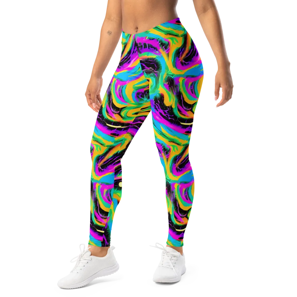 Nightwave Neon on Leggings — Left Front