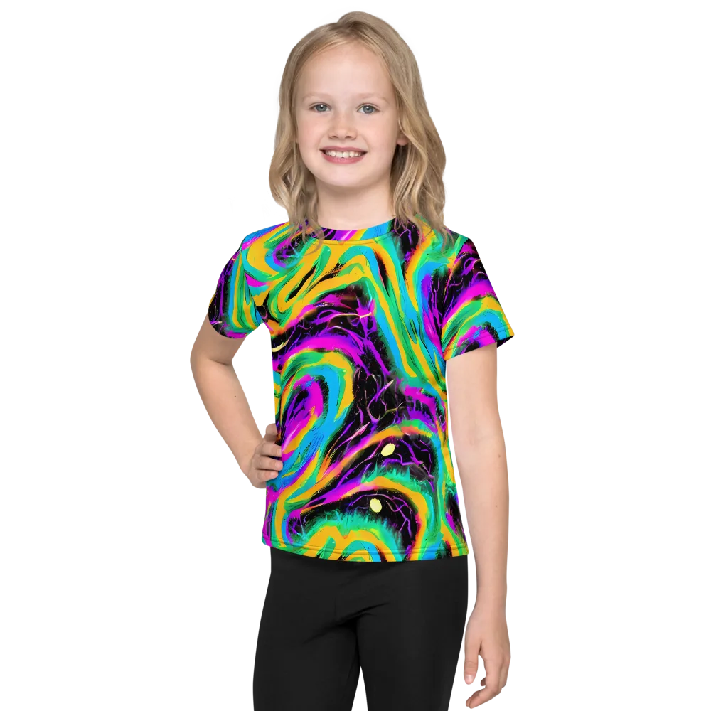 Nightwave Neon on Kids Crew Neck T-Shirt — Front