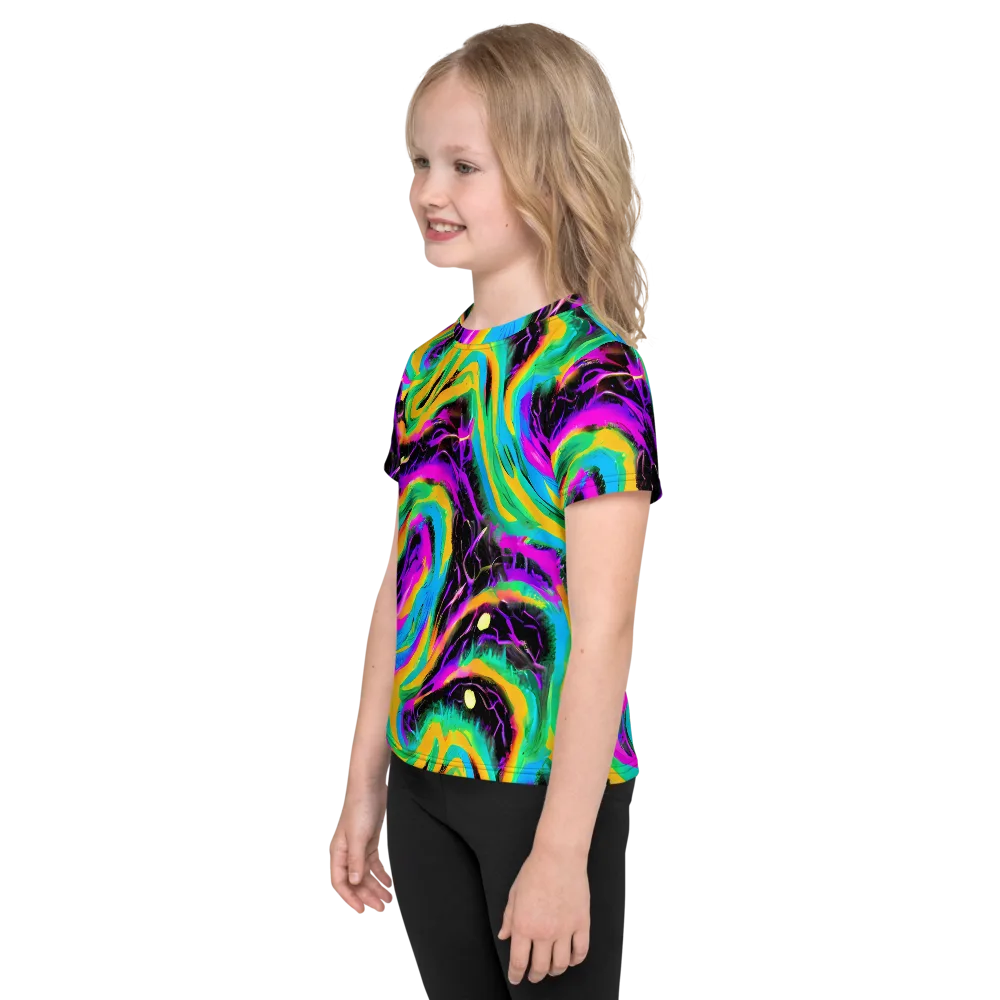 Nightwave Neon on Kids Crew Neck T-Shirt — Left