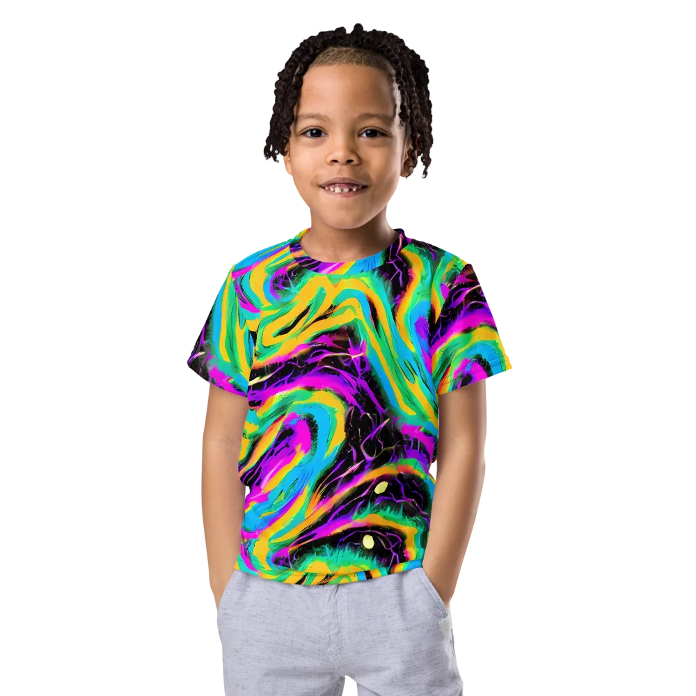 Nightwave Neon on Kids Crew Neck T-Shirt — Front