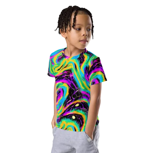 Nightwave Neon on a Kids Crew Neck T-Shirt