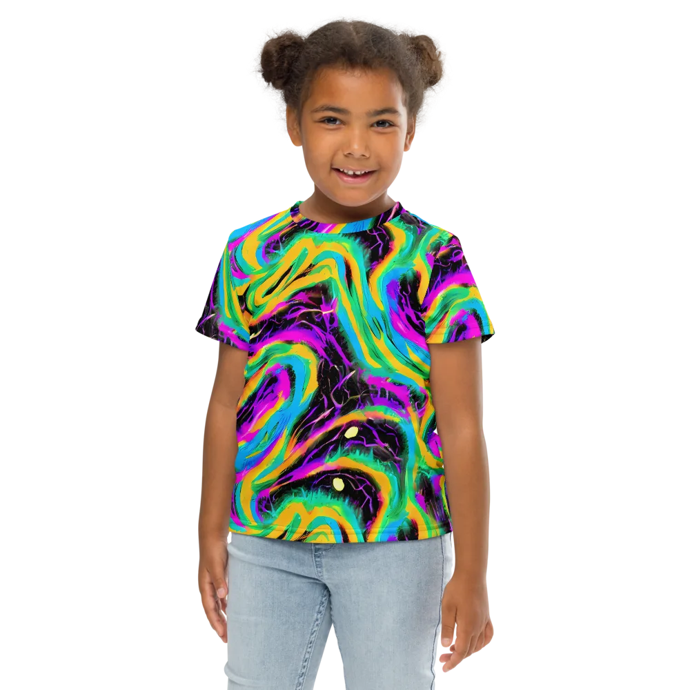 Nightwave Neon on Kids Crew Neck T-Shirt — Front