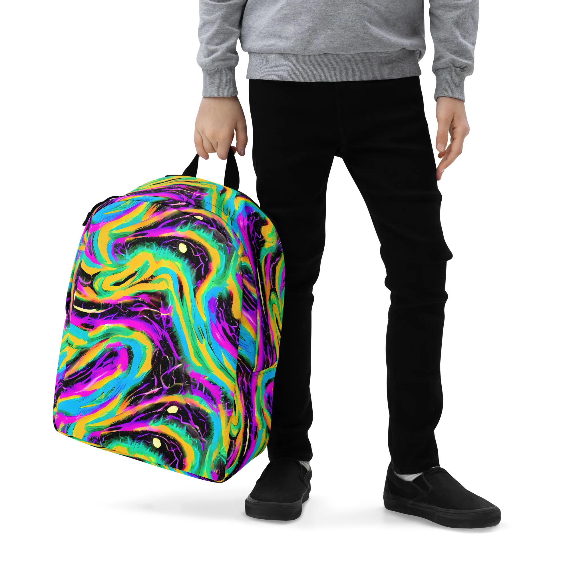 Nightwave Neon on Minimalist Backpack — Zoomed-in