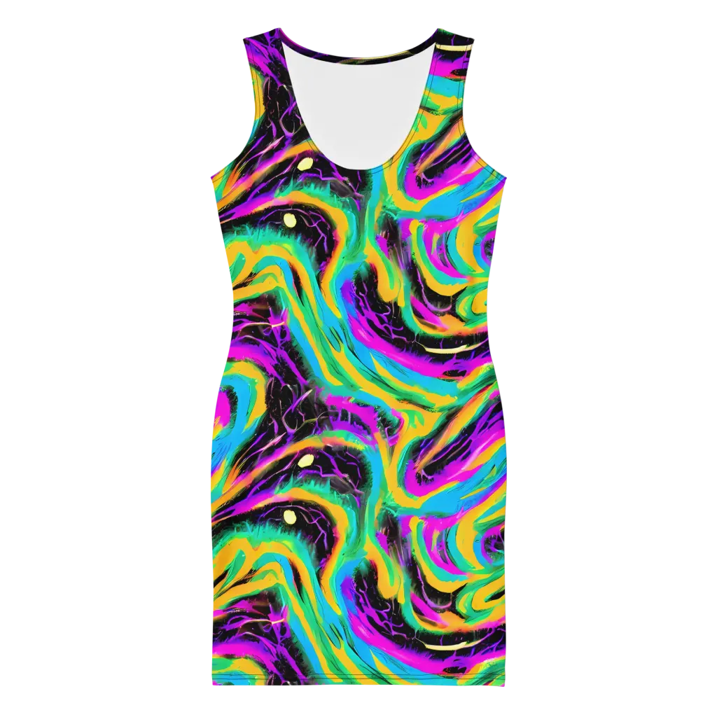 Nightwave Neon on Bodycon Dress — Front
