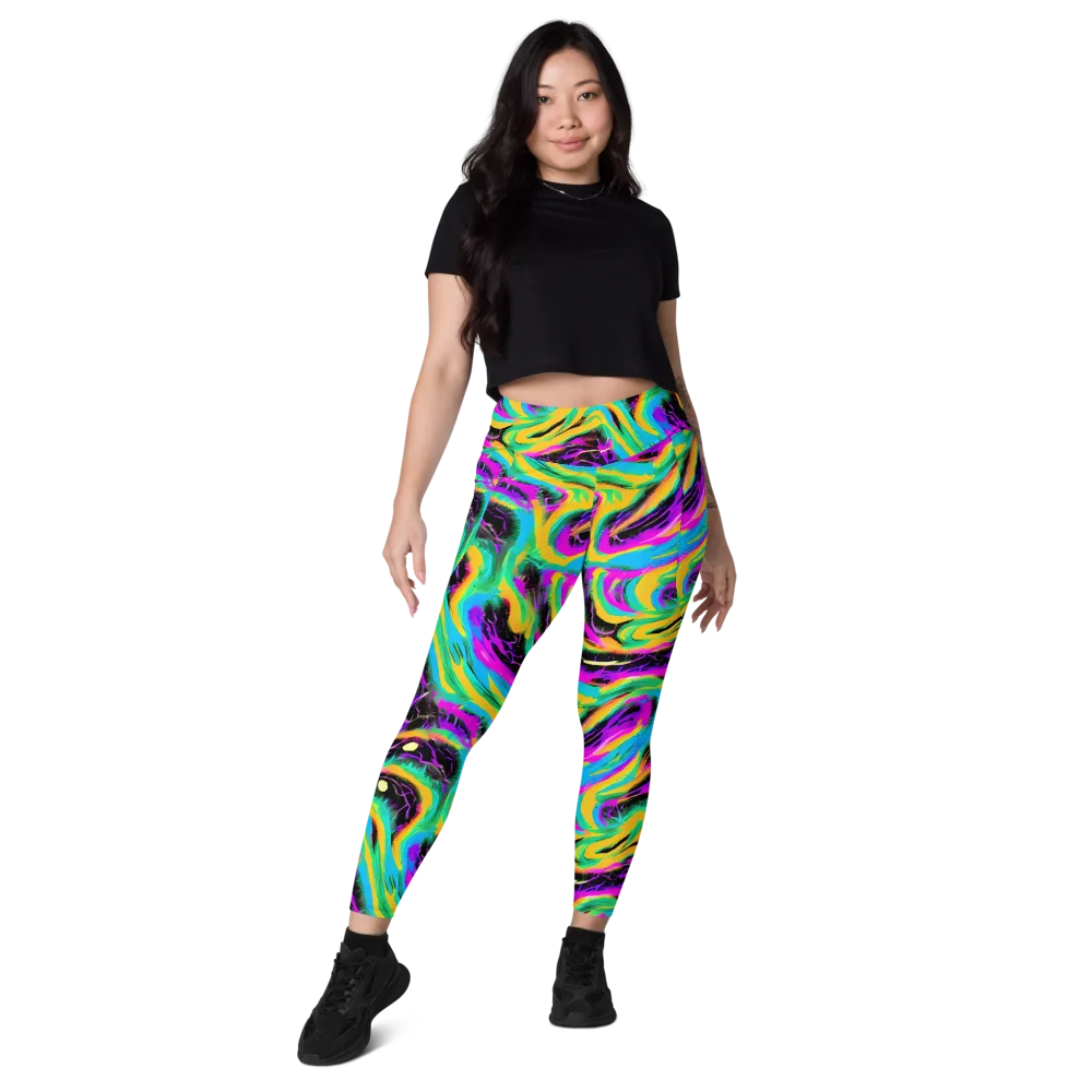 Nightwave Neon on Leggings with Pockets — Front