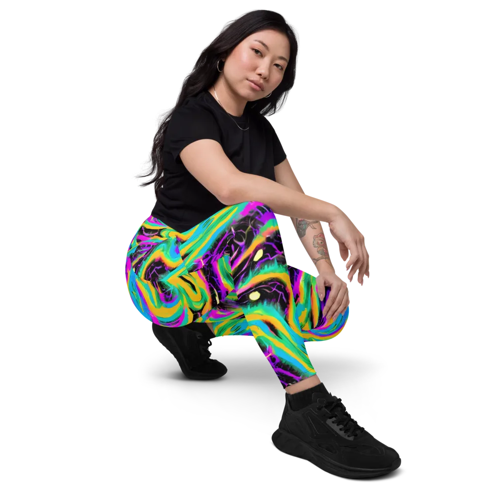 Nightwave Neon on Leggings with Pockets — Right Front