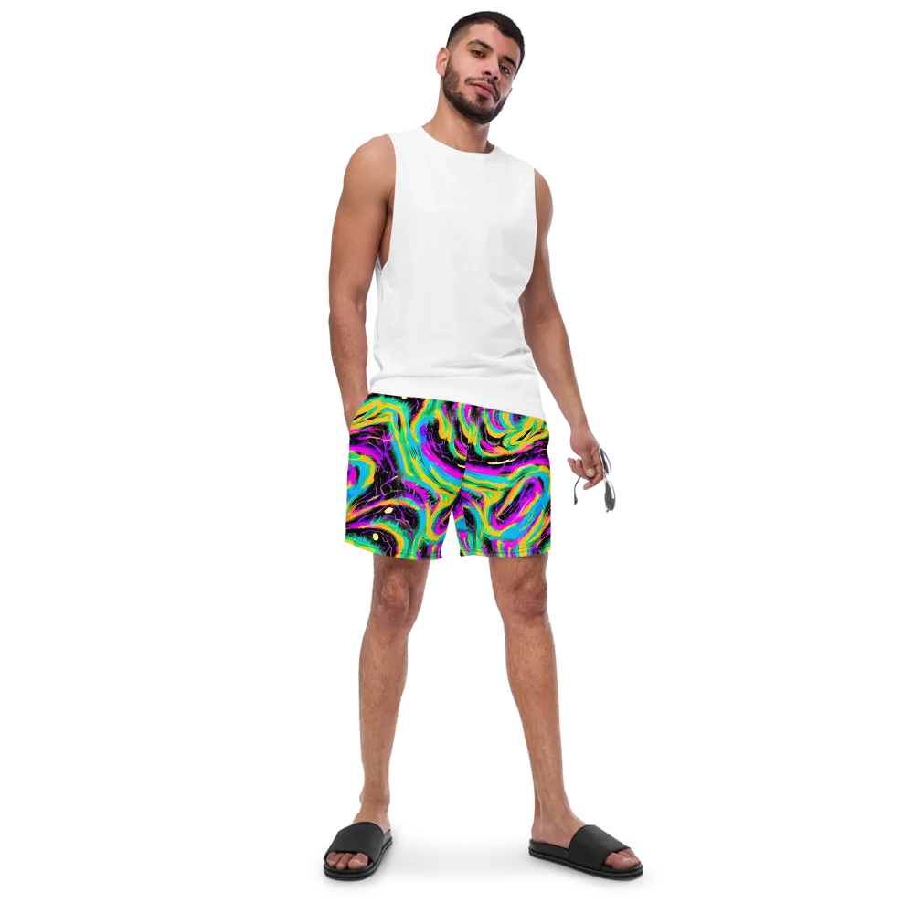 Nightwave Neon on Swim Trunks — Front