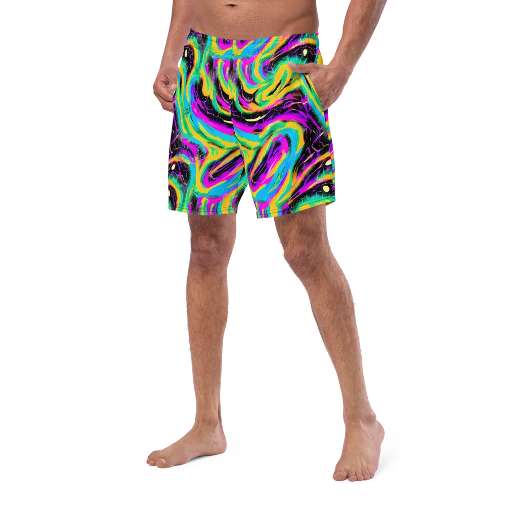 Nightwave Neon on Swim Trunks — Left Front