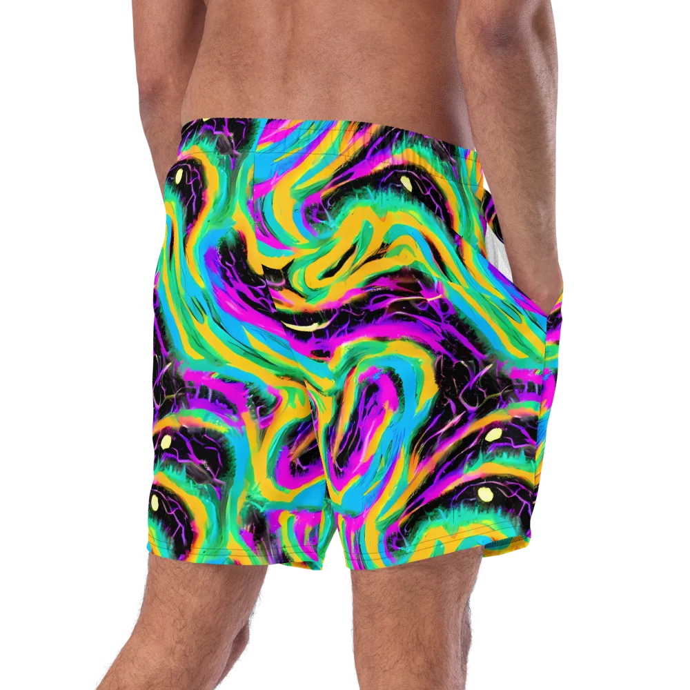 Nightwave Neon on Swim Trunks — Right Back