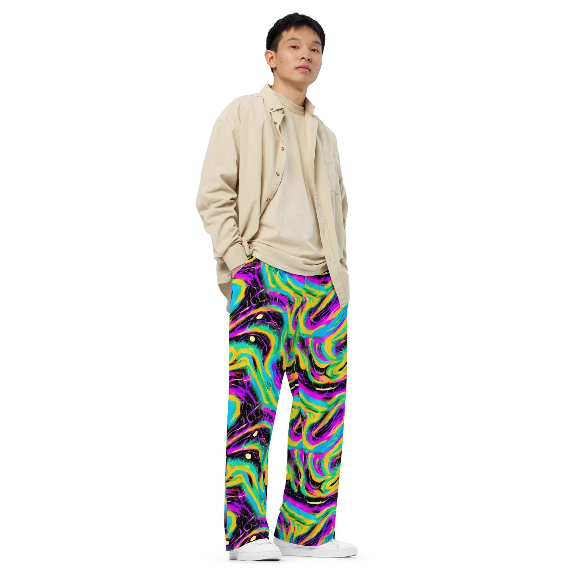 Nightwave Neon on Wide-Leg Pants — Right Front