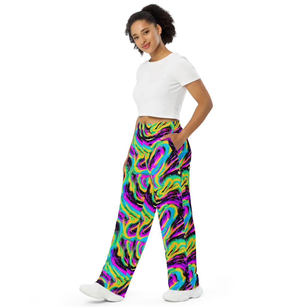 Nightwave Neon on Wide-Leg Pants — Left Front