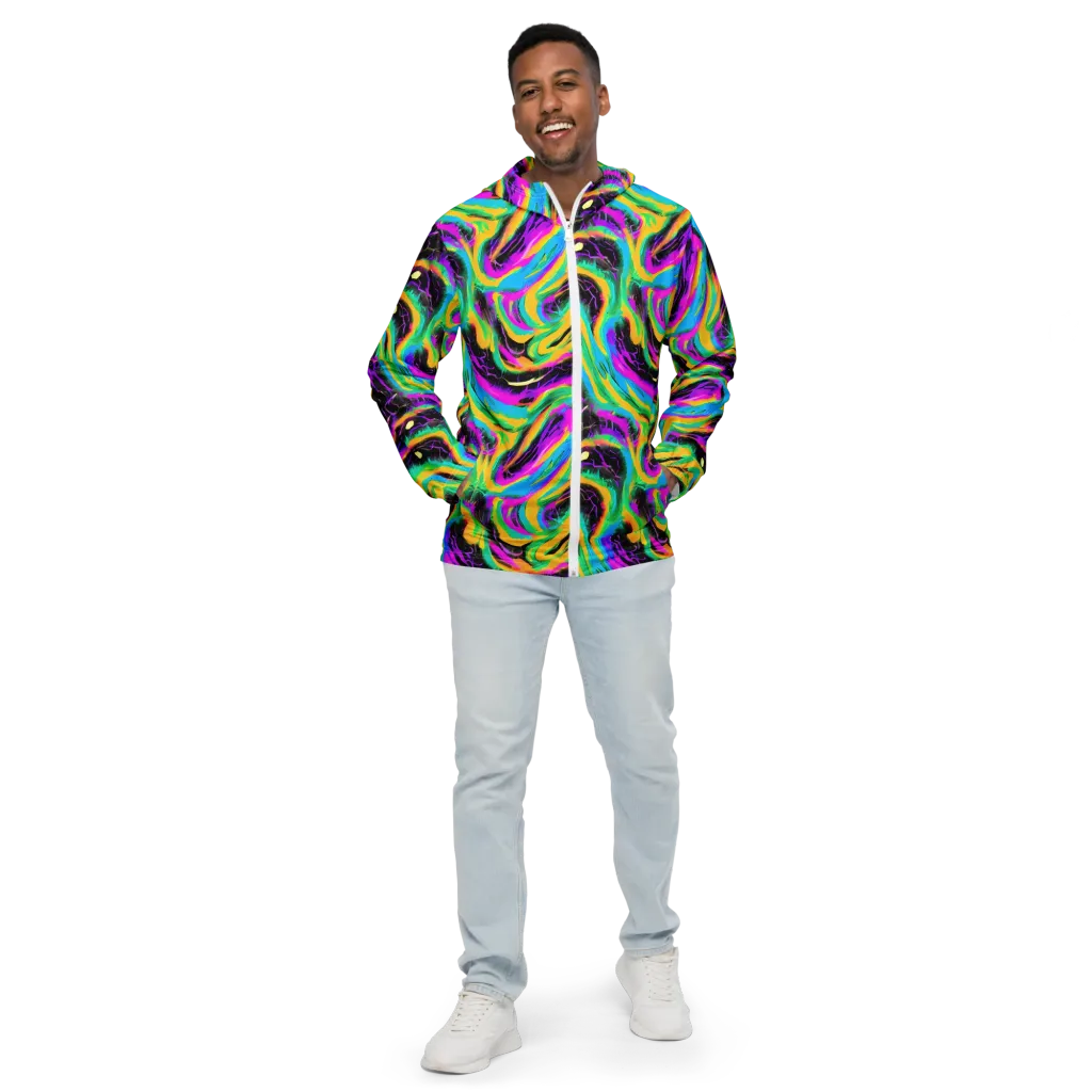 Nightwave Neon on Men's Windbreaker — Front