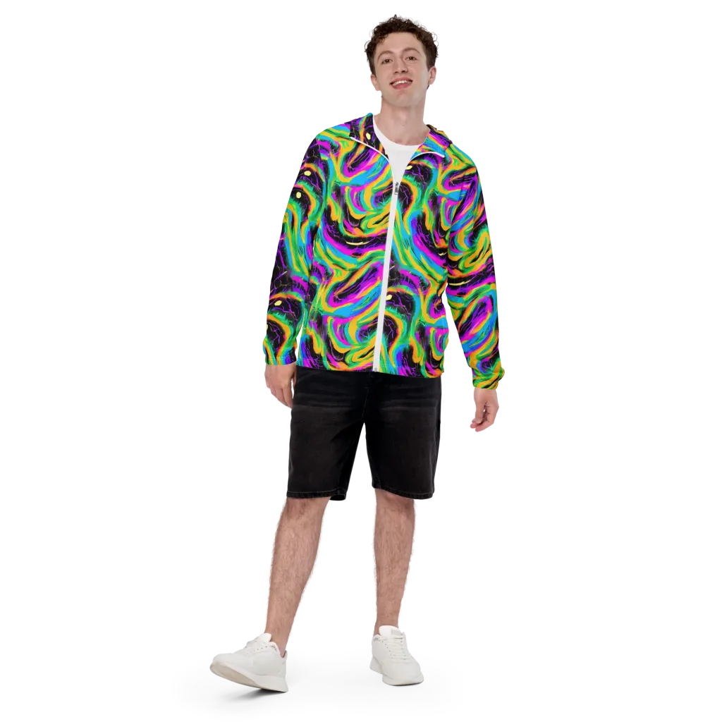 Nightwave Neon on Men's Windbreaker — Front