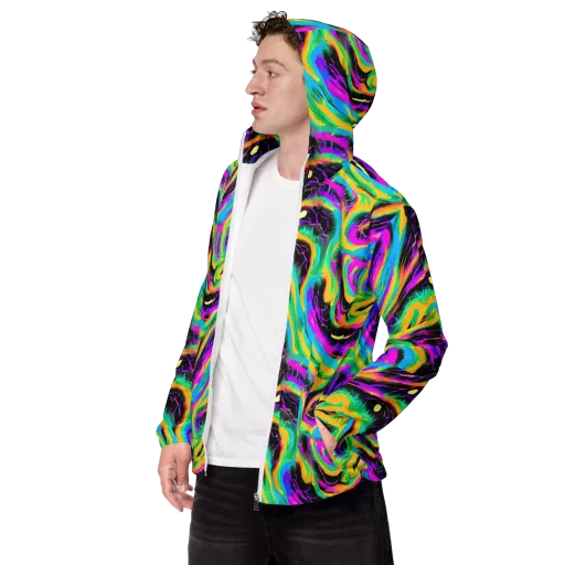 Nightwave Neon on a Men's Windbreaker