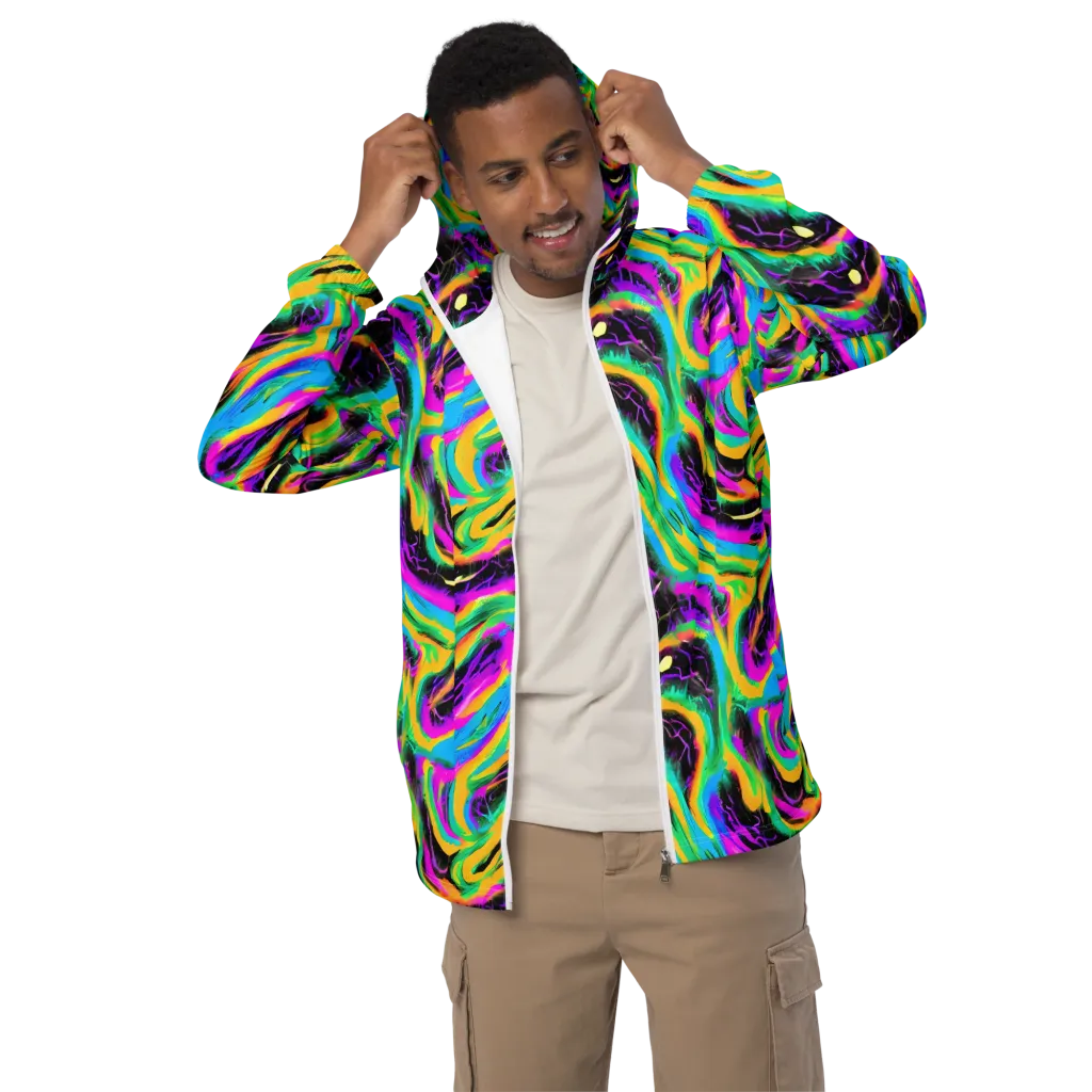 Nightwave Neon on Men's Windbreaker — Front