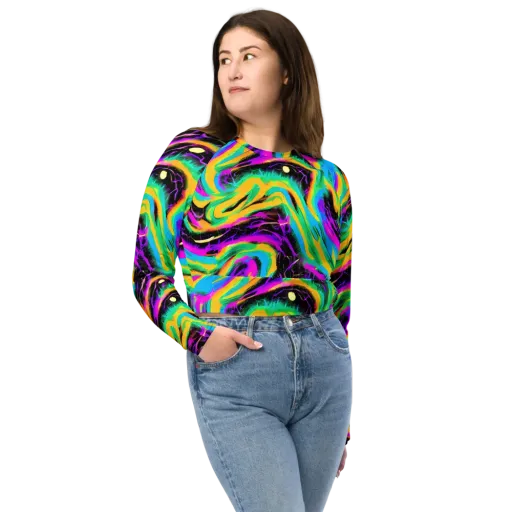Nightwave Neon on a Long Sleeve Crop Top
