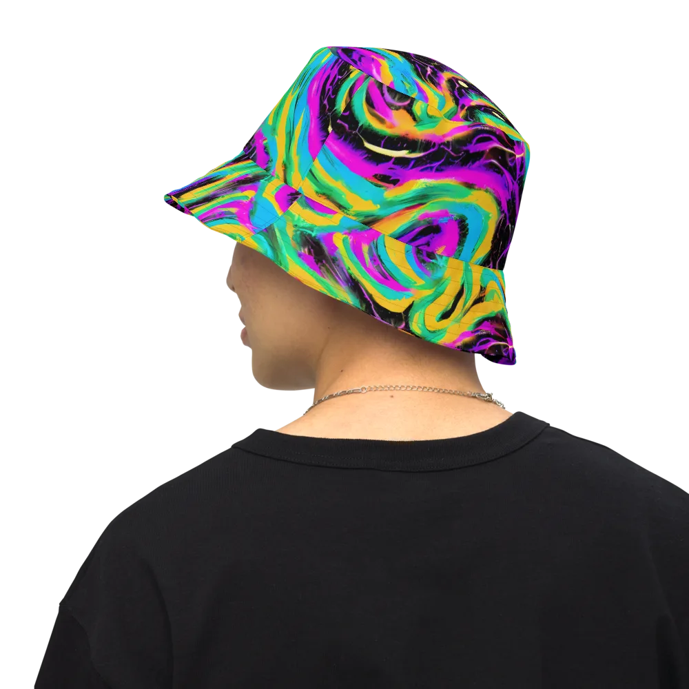 Nightwave Neon on Reversible Bucket Hat — Back Inside