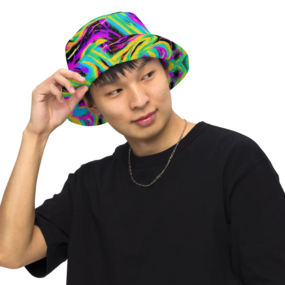 Nightwave Neon on Reversible Bucket Hat — Front Inside
