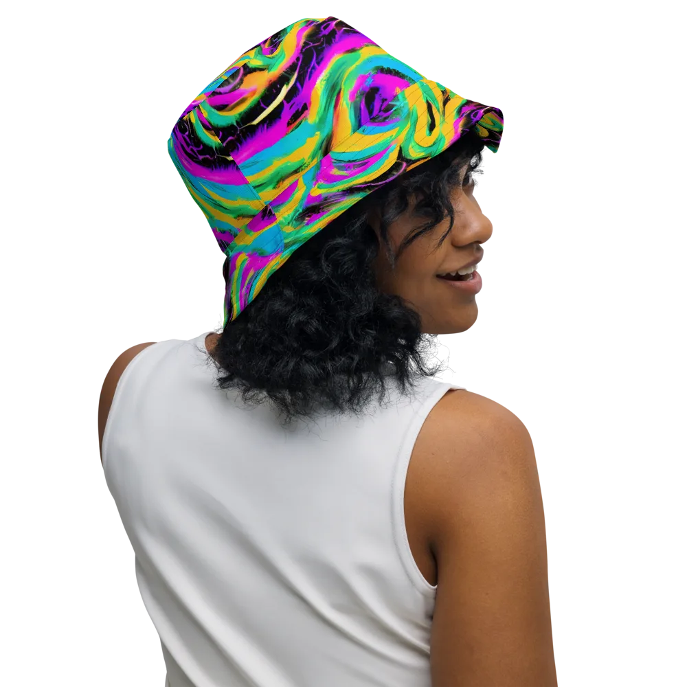 Nightwave Neon on Reversible Bucket Hat — Right Outside