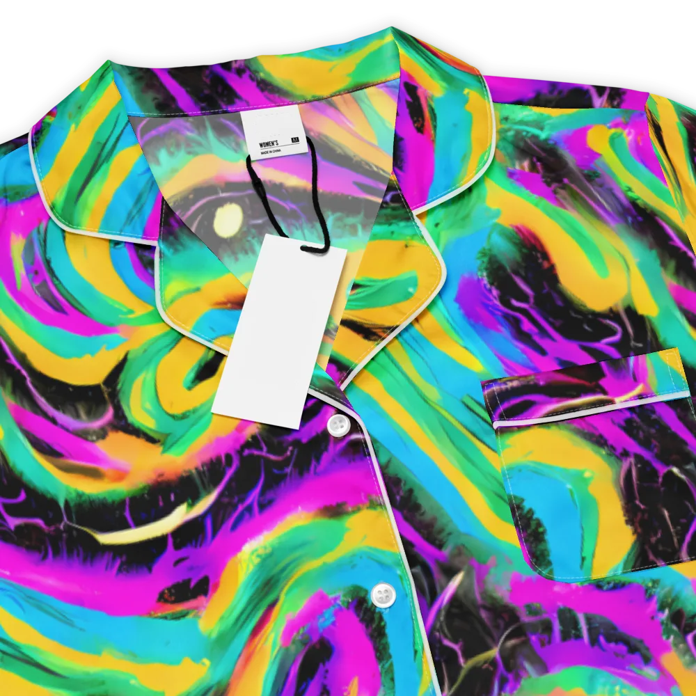 Nightwave Neon on Women's Short Sleeve Pajama Top — Product details