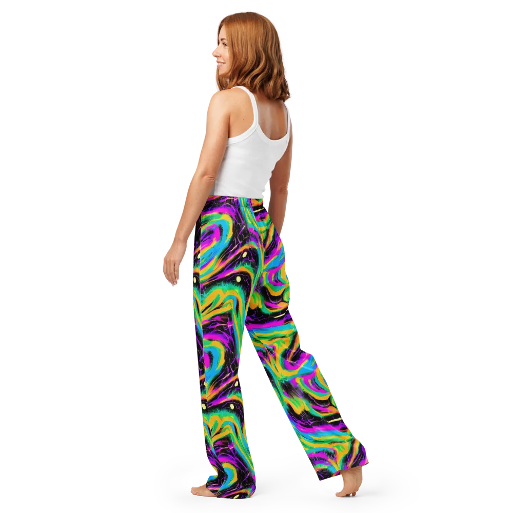 Nightwave Neon on Women's Pajama Pants — Back