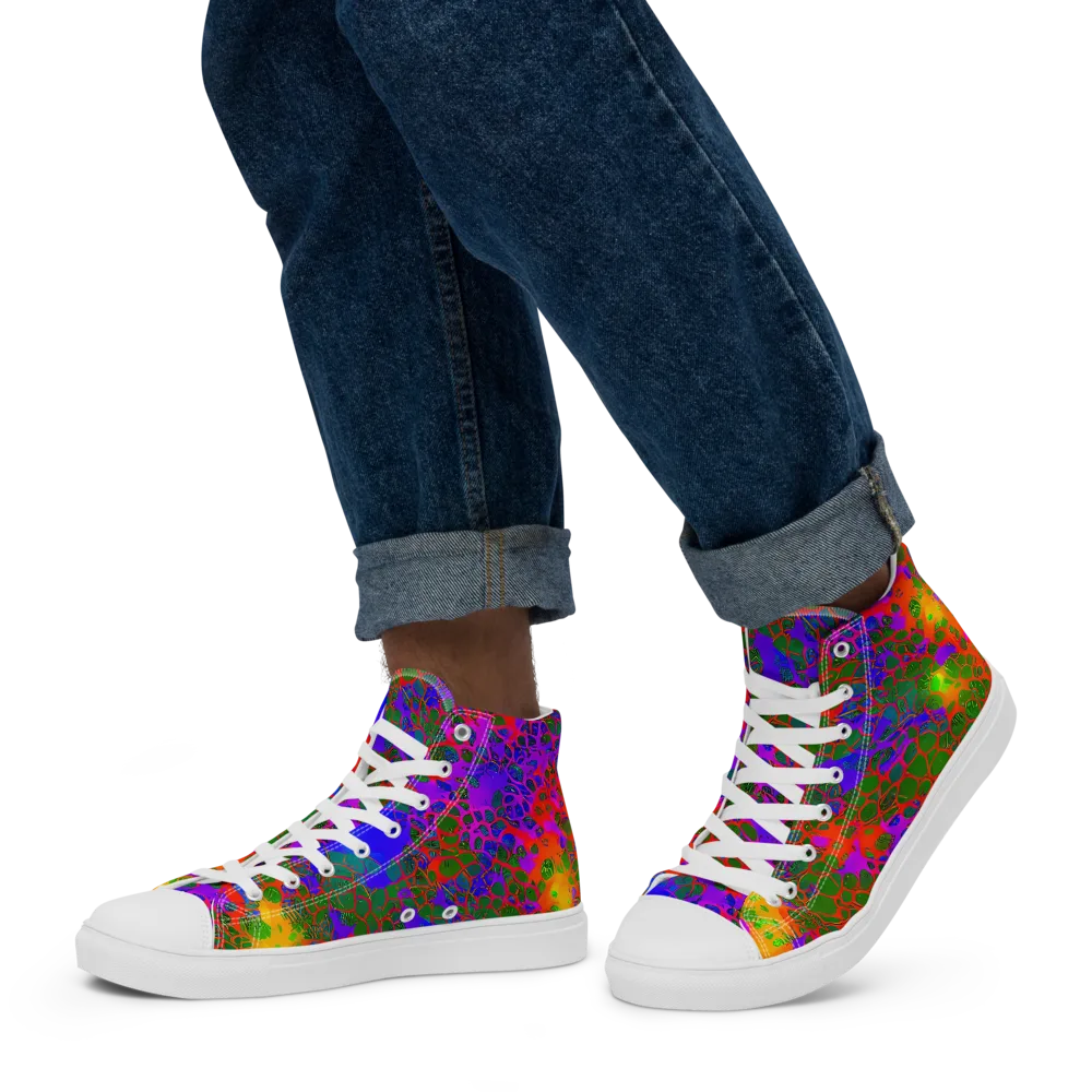 Acid Canopy on Men's High Top Canvas Shoes — Left