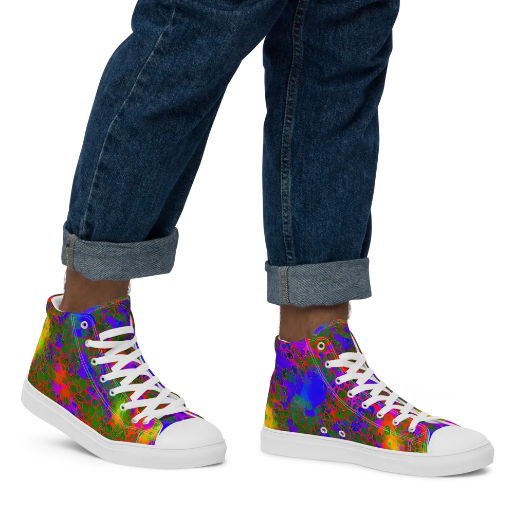 Acid Canopy on Men's High Top Canvas Shoes — Right