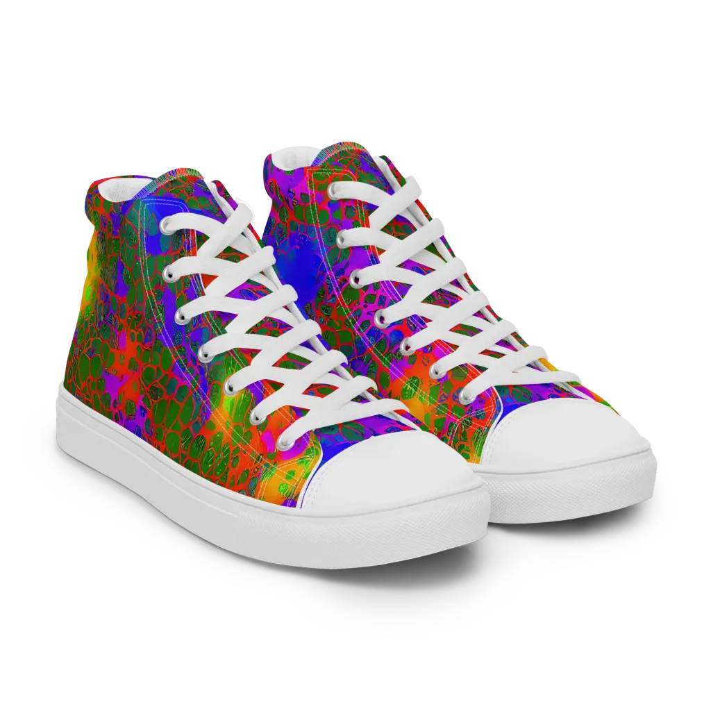 Acid Canopy on Women's High Top Canvas Shoes — Right Front