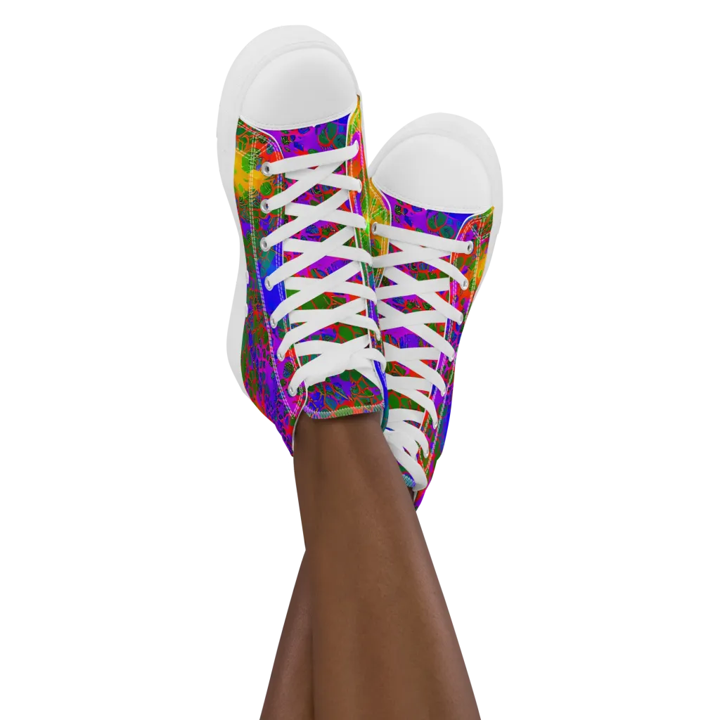 Acid Canopy on Women's High Top Canvas Shoes — Front