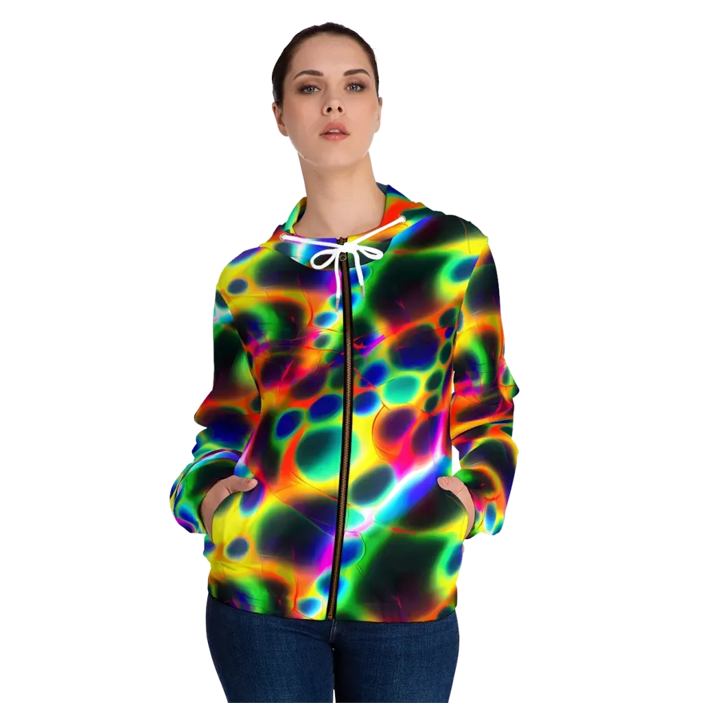 Lucid Voltage on Women's Full-Zip Hoodie — Front On Person